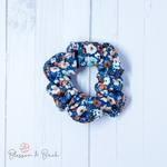 Cobalt Floral Scrunchie