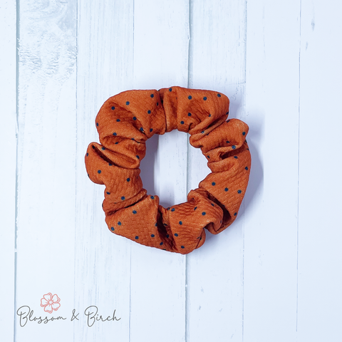 Pumpkin Polka Dots Scrunchie