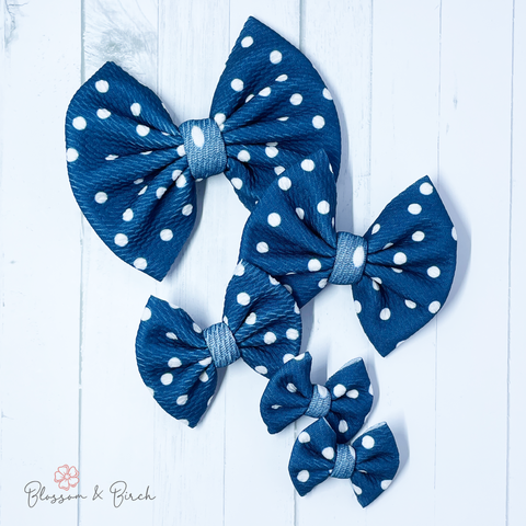 Teal Polka Dots Bow