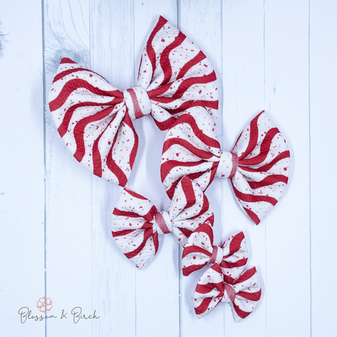 Candy Cane Kisses Bow