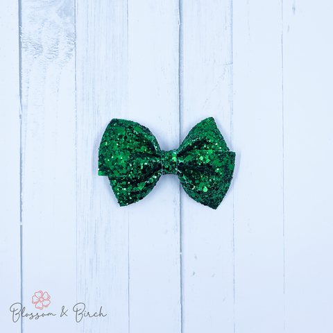 Green Glitter Abby Bow