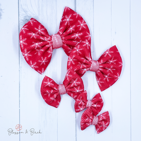 Red Snowflakes Bow