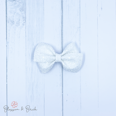 White Glitter Abby Bow