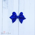 Blue Glitter Magnolia Bow