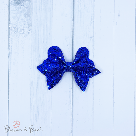 Blue Glitter Magnolia Bow