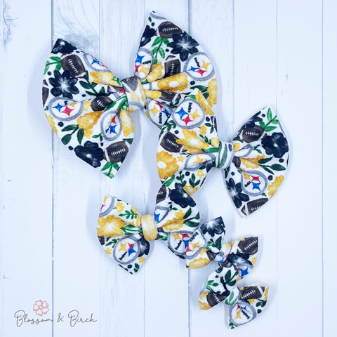 Floral Football Bow - Pittsburgh