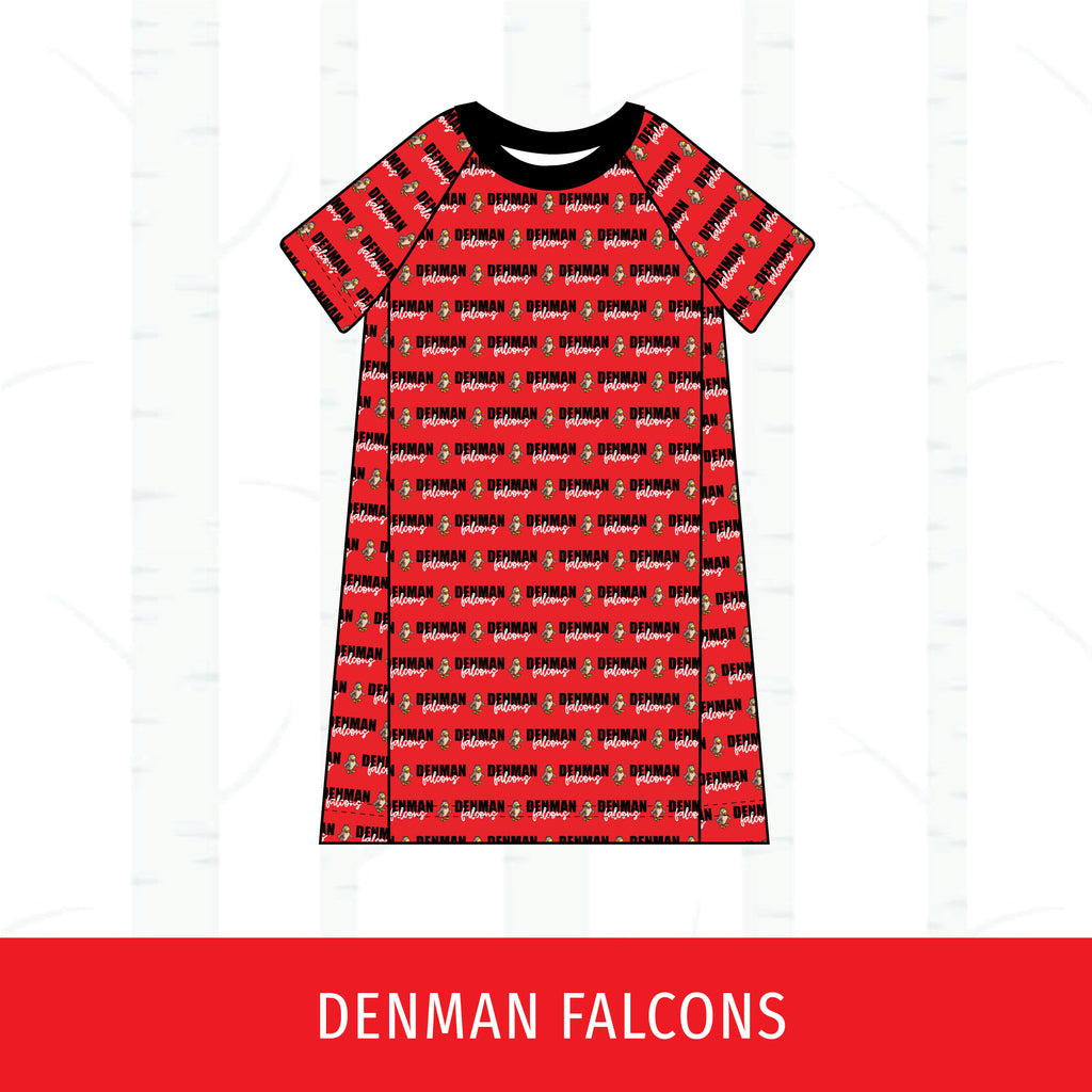Denman Falcons Short Sleeve Raglan Dress