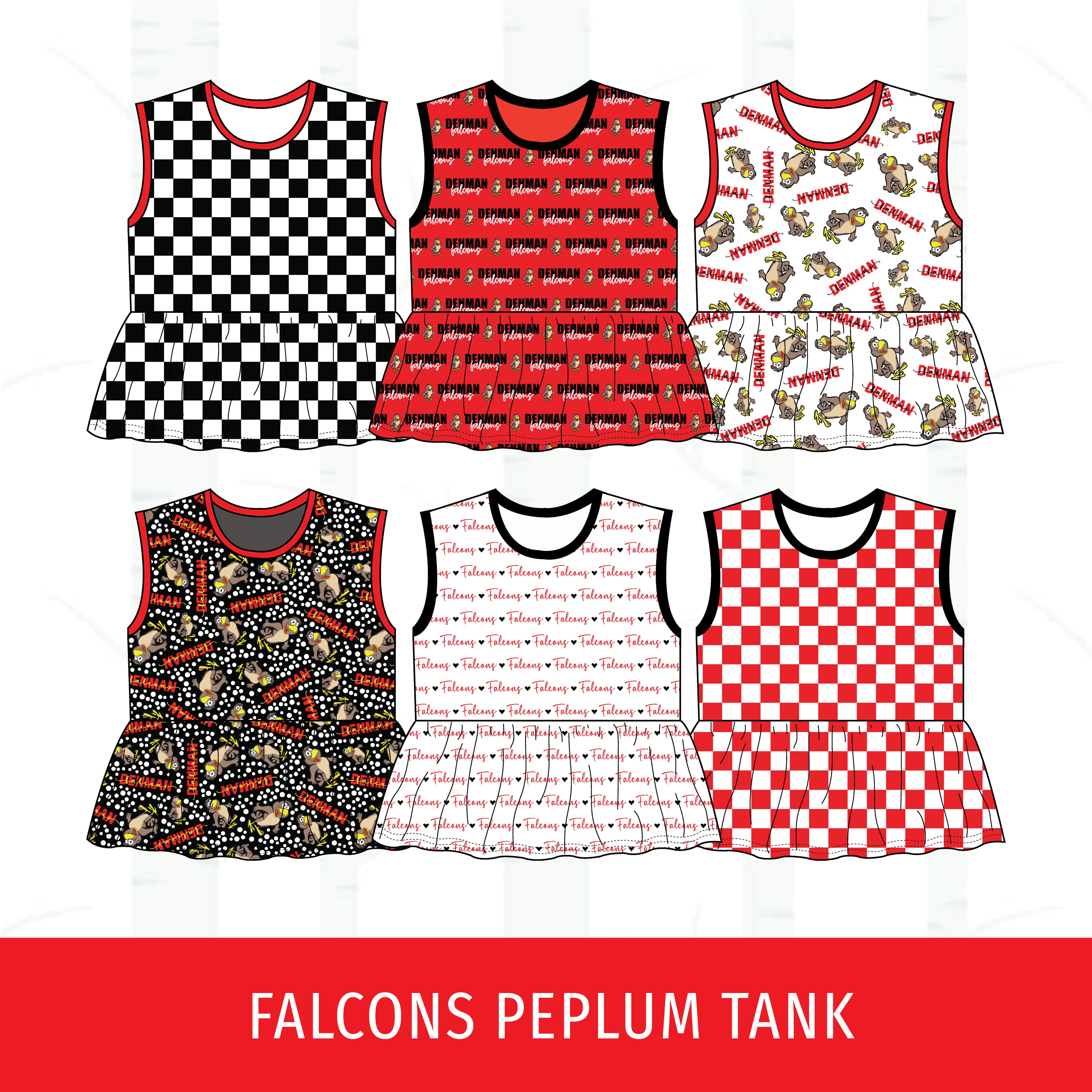 Denman Falcons Peplum Tank