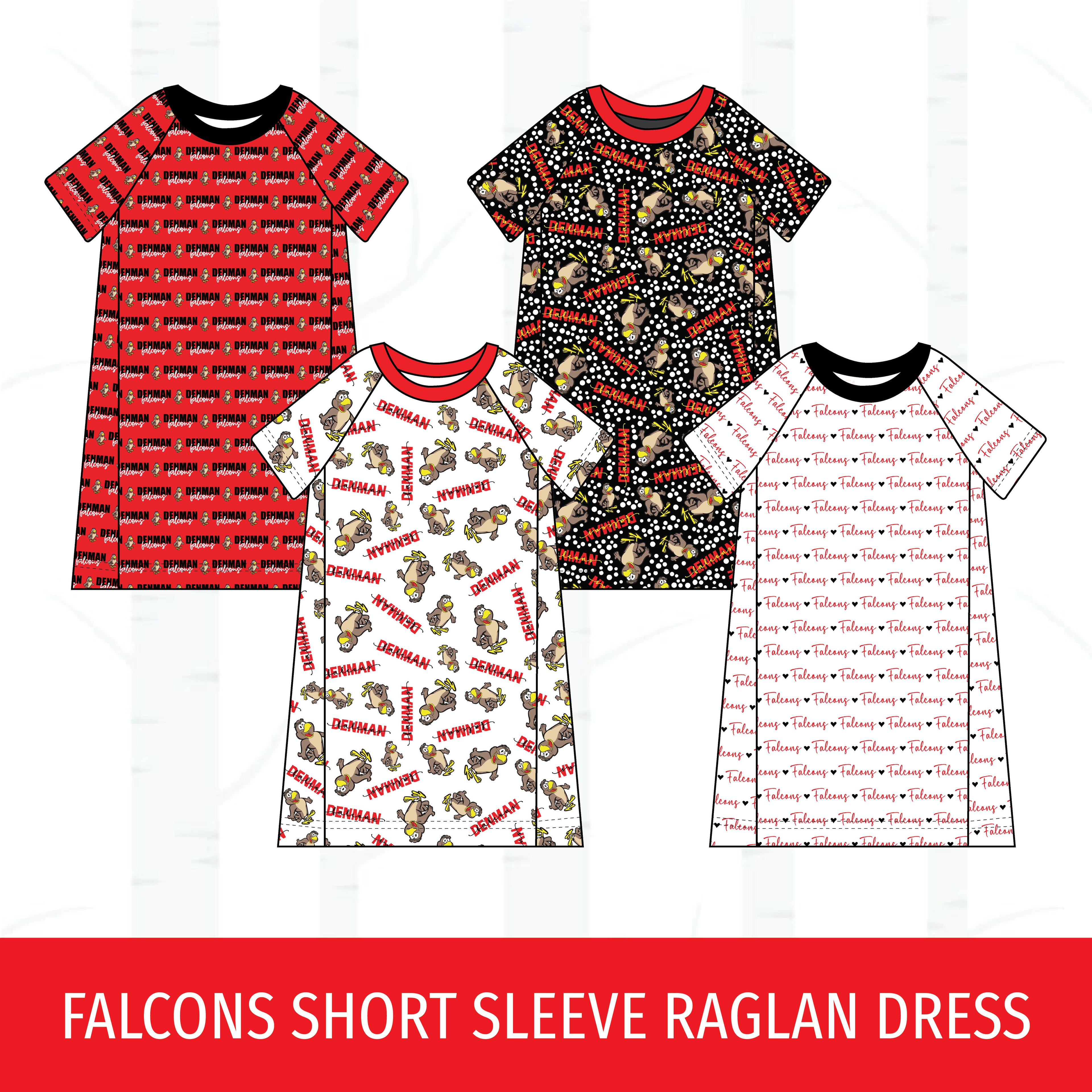 Denman Falcons Short Sleeve Raglan Dress
