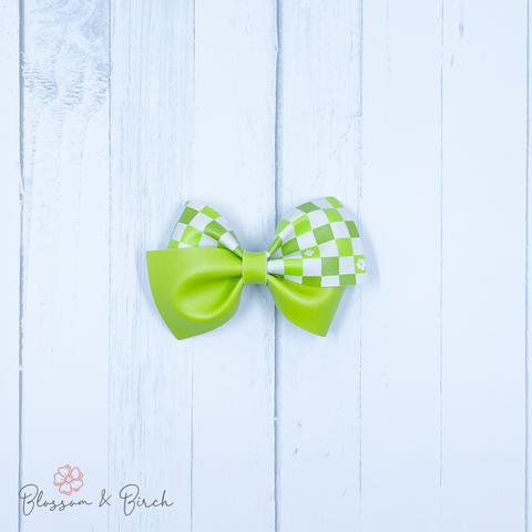 Lime Checkered Abby Bow