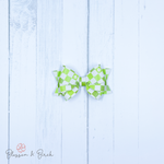 Lime Checkered Blossom Bow