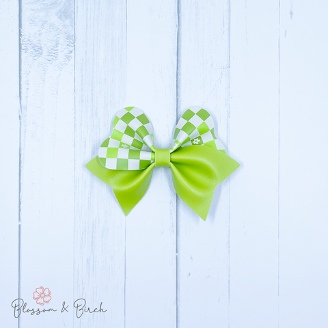 Lime Checkered Magnolia Bow