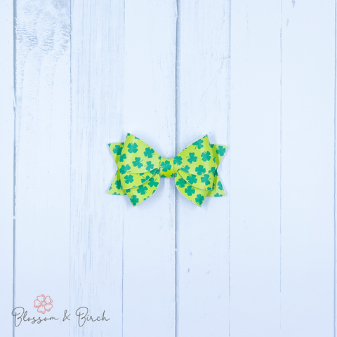 Lime Shamrocks Blossom Bow