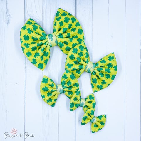 Lime Shamrocks Bow