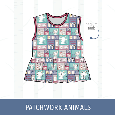 Patchwork Animals Peplum Tank