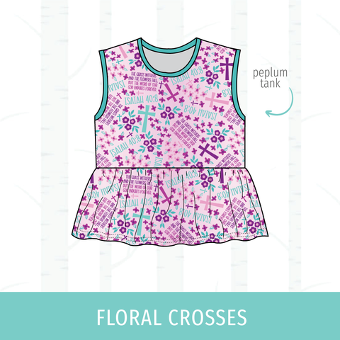 Floral Crosses Peplum Tank