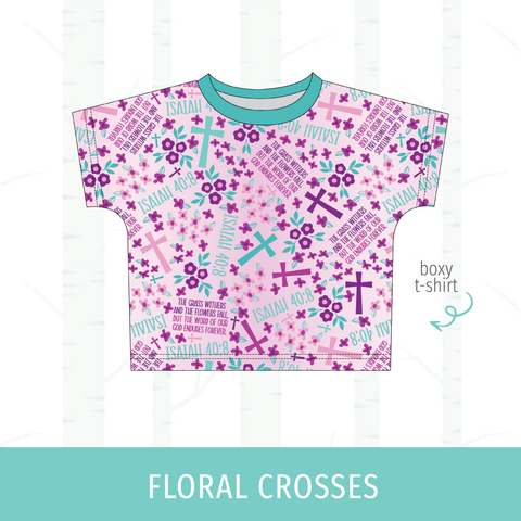 Floral Crosses Boxy T-Shirt