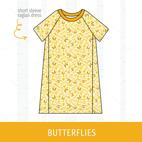 Butterflies Short Sleeve Raglan Dress