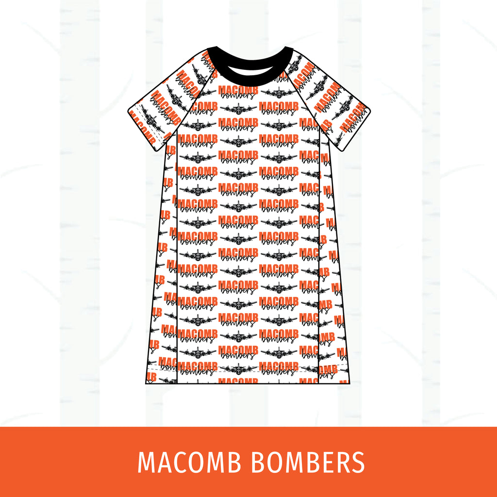 Macomb Bombers Short Sleeve Raglan Dress