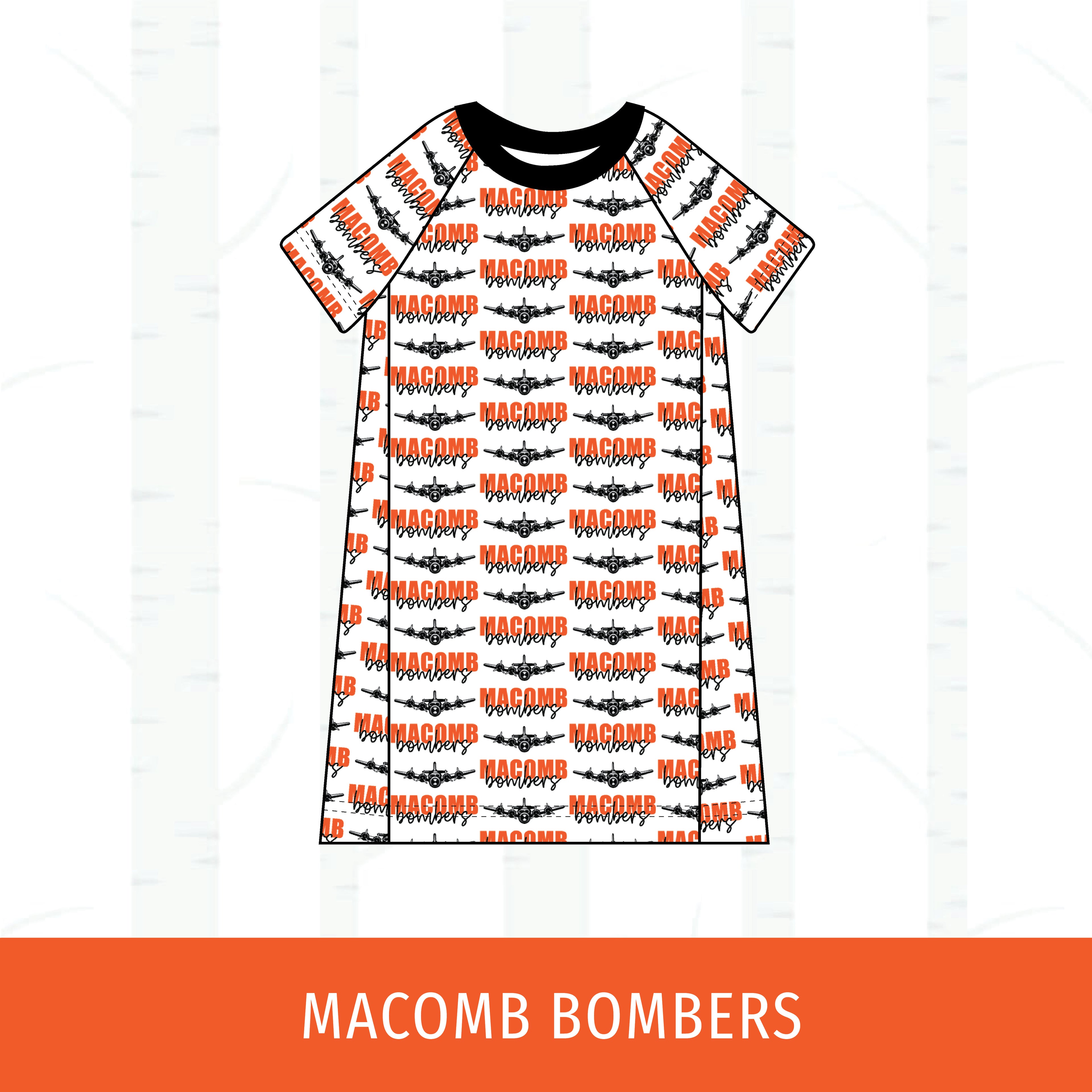 Macomb Bombers Short Sleeve Raglan Dress