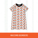 Macomb Bombers Short Sleeve Raglan Dress