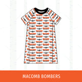 Macomb Bombers Short Sleeve Raglan Dress