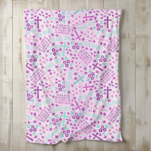 Floral Crosses Minky Blanket