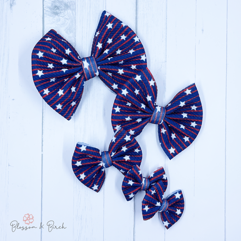 Navy Stripes Bow