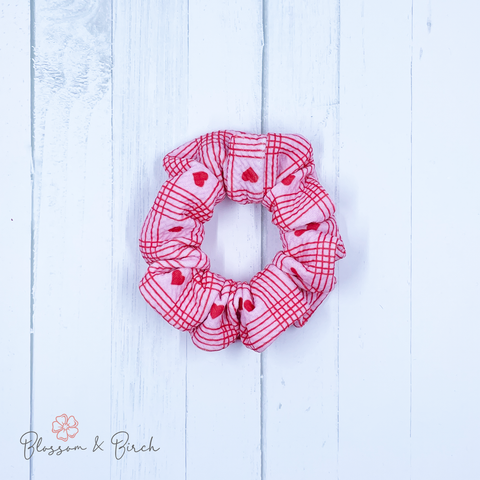 Plaid Hearts Scrunchie