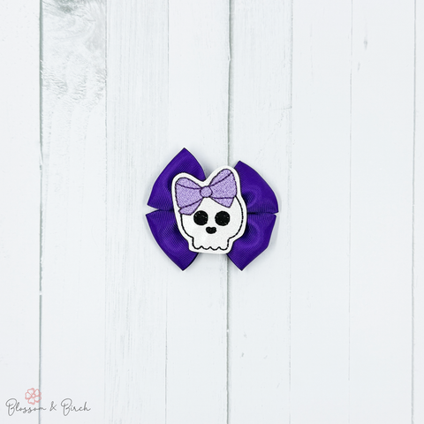 Purple Skull Ribbon Bow