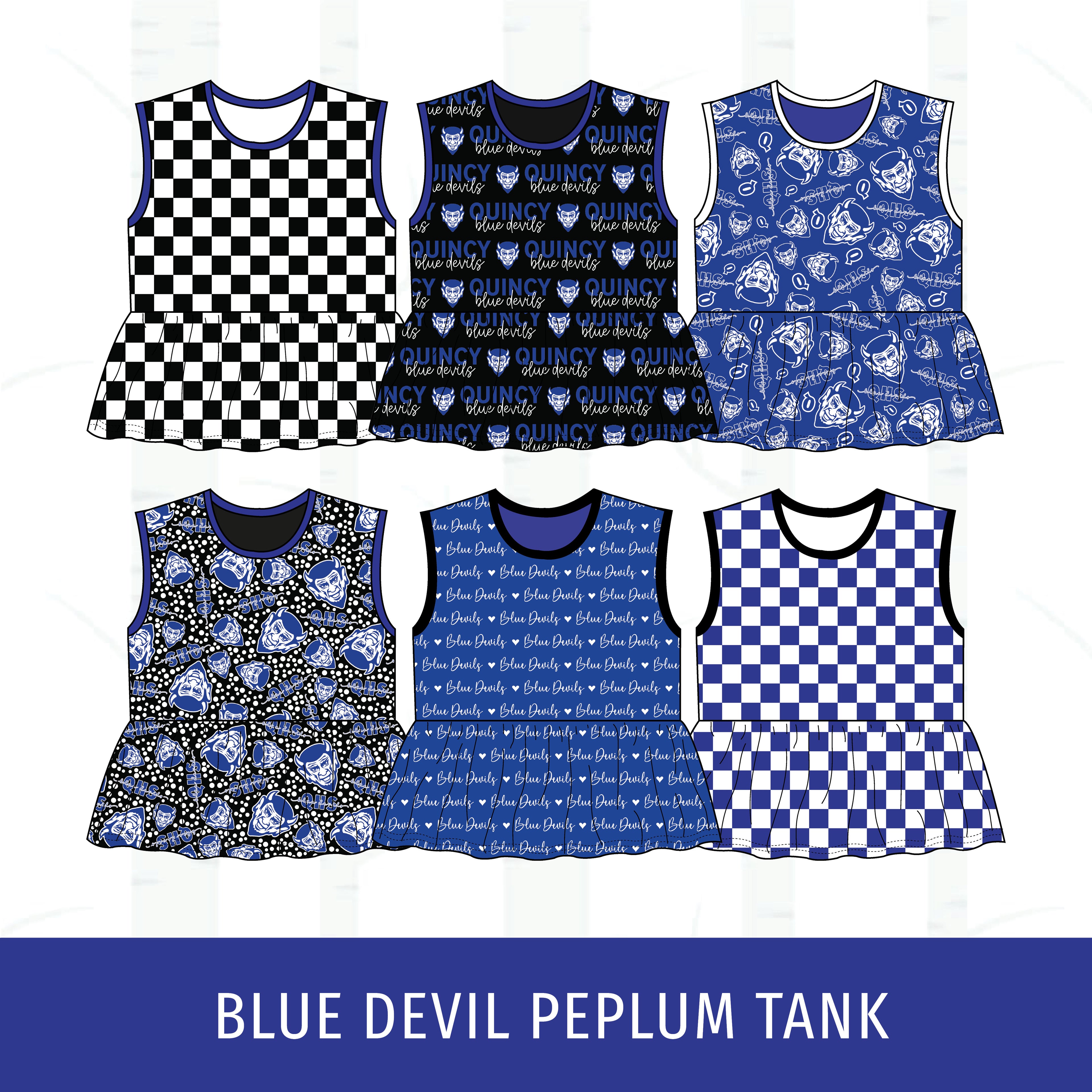 Quincy Blue Devils Peplum Tank