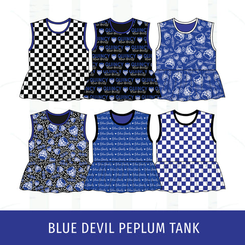 Quincy Blue Devils Peplum Tank