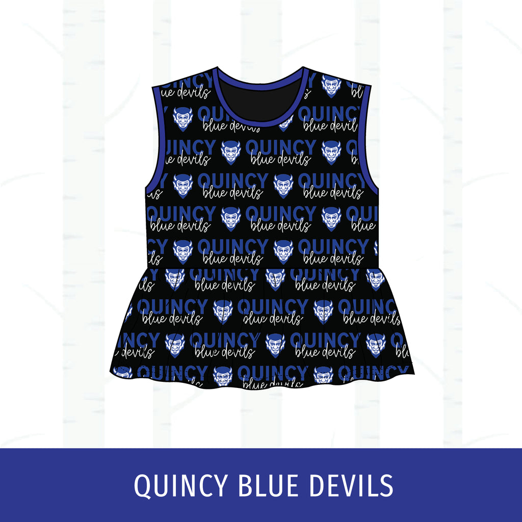 Quincy Blue Devils Peplum Tank