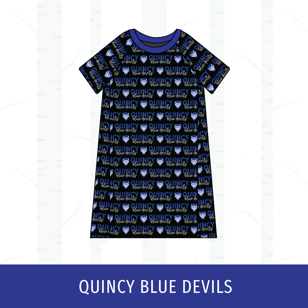 Quincy Blue Devils Short Sleeve Raglan Dress