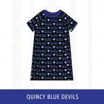 Quincy Blue Devils Short Sleeve Raglan Dress