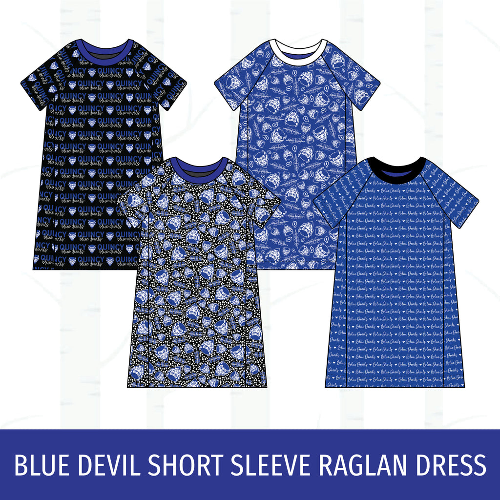 Quincy Blue Devils Short Sleeve Raglan Dress