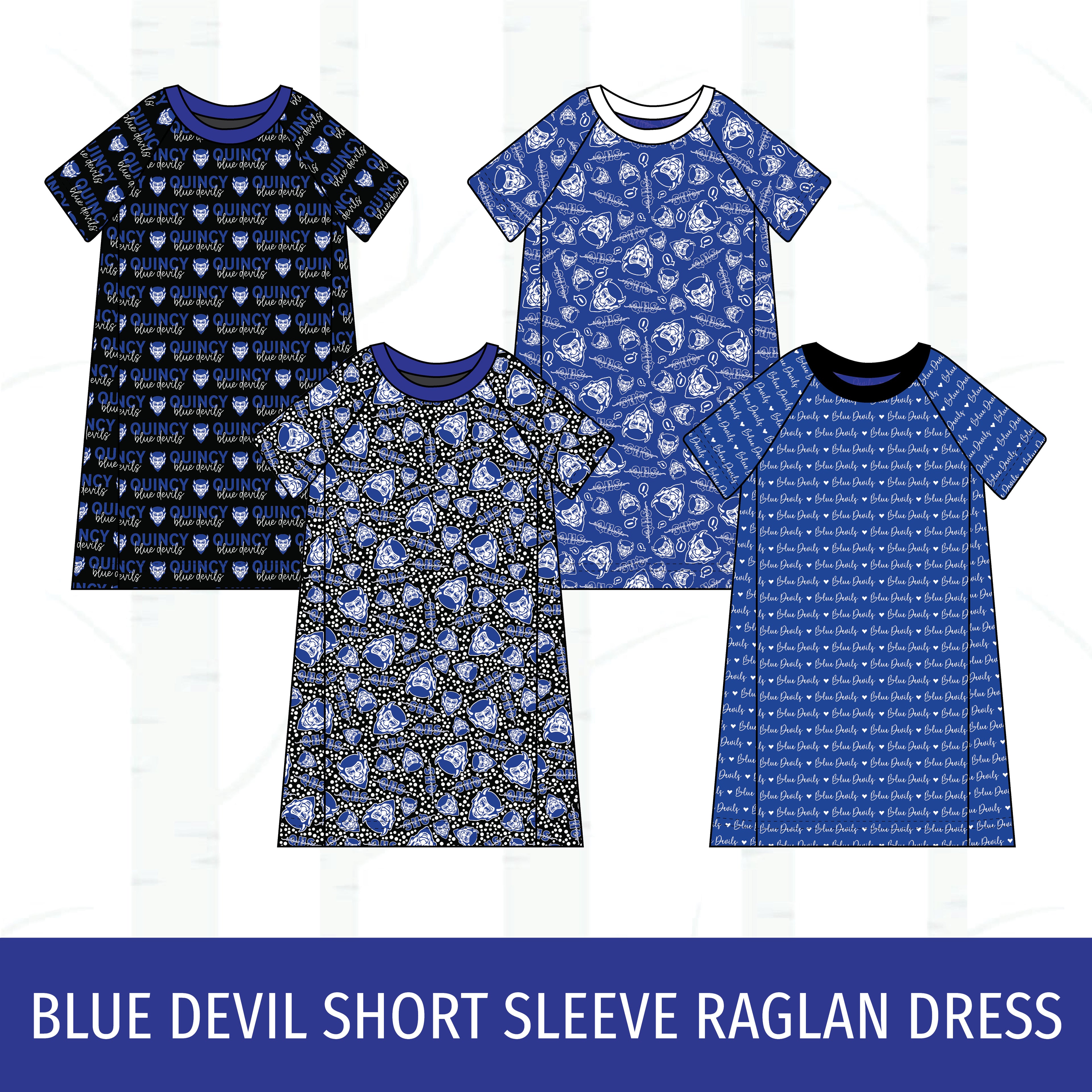 Quincy Blue Devils Short Sleeve Raglan Dress