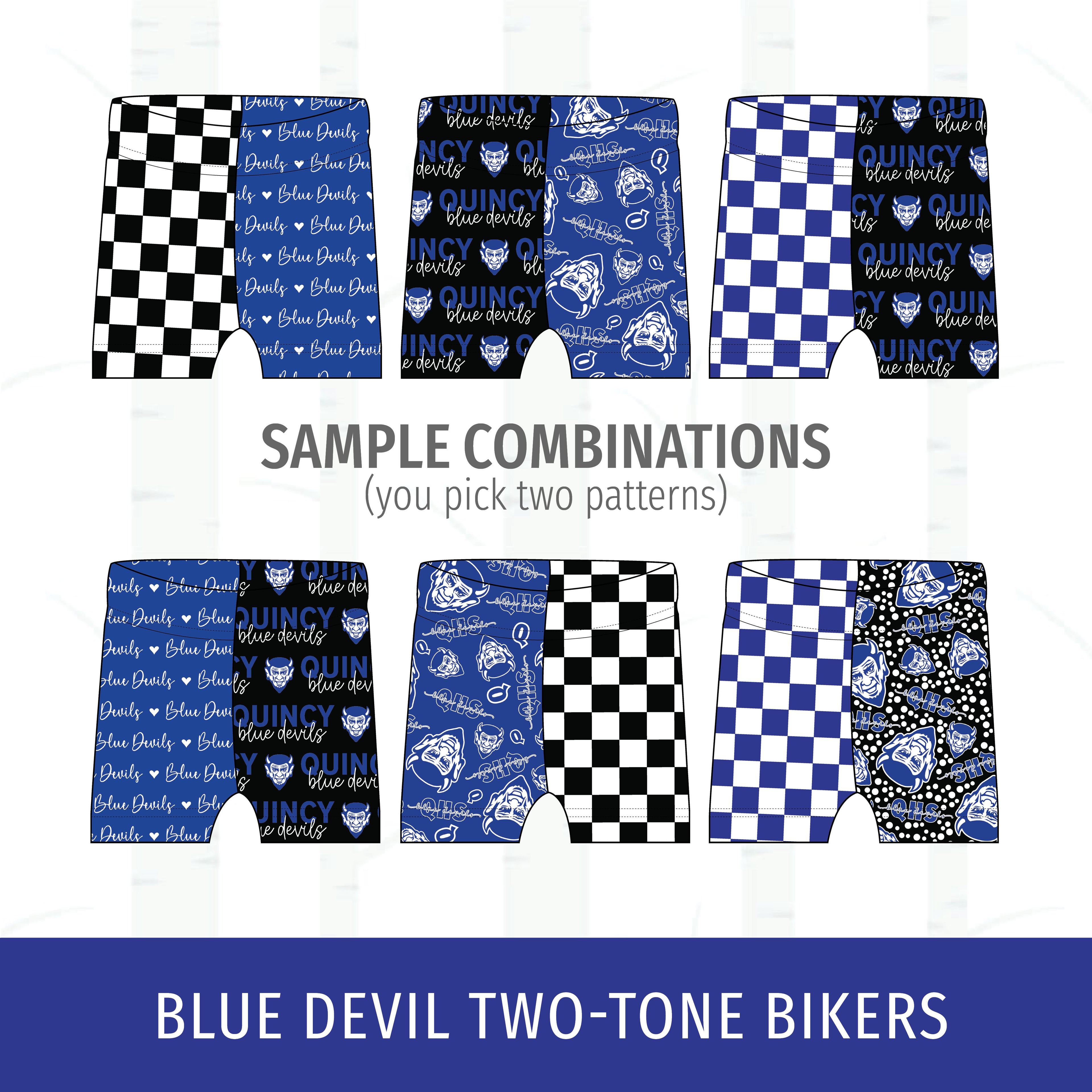 Quincy Blue Devils Two-Tone Bikers