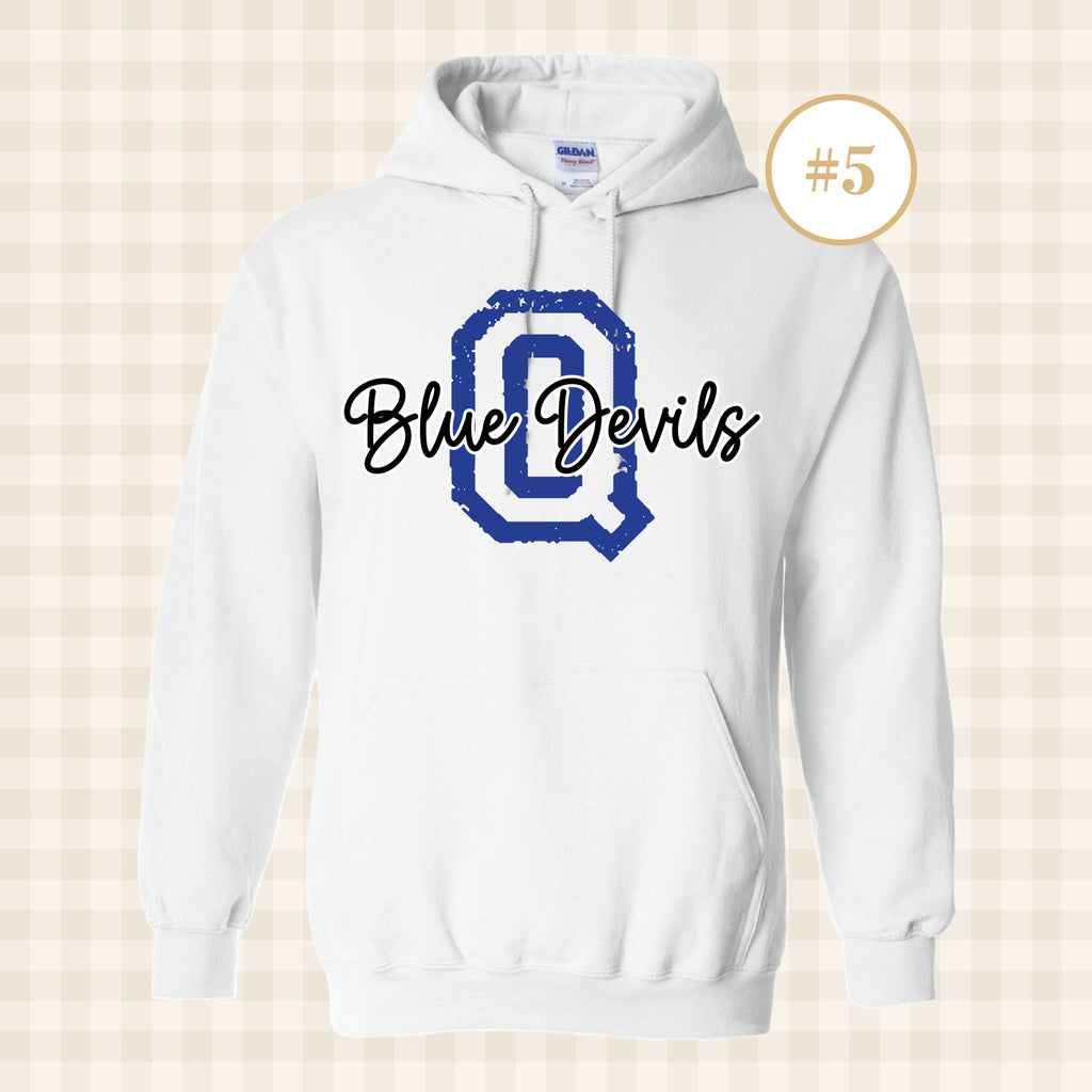 QHS Blue Devils | Adult Size Hooded Sweatshirt