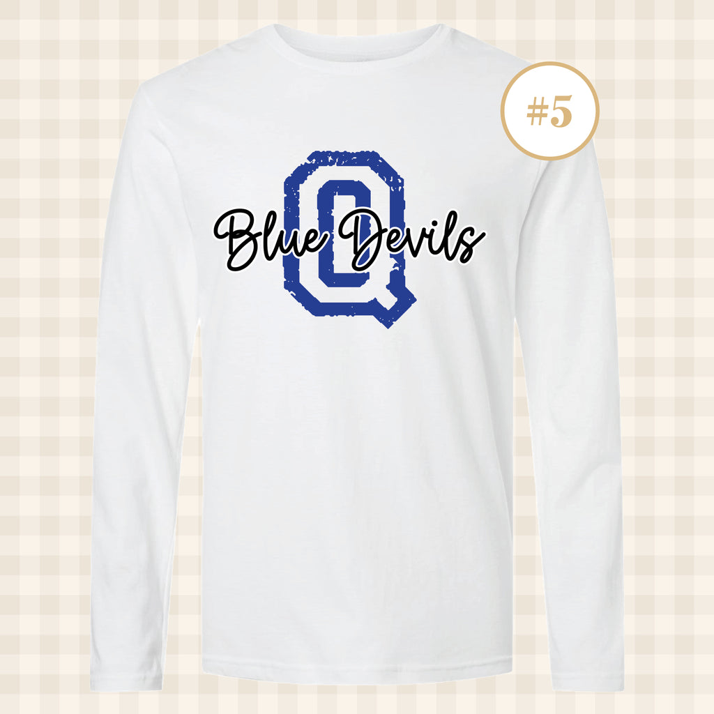 QHS Blue Devils | Adult Size Long Sleeve T-Shirts