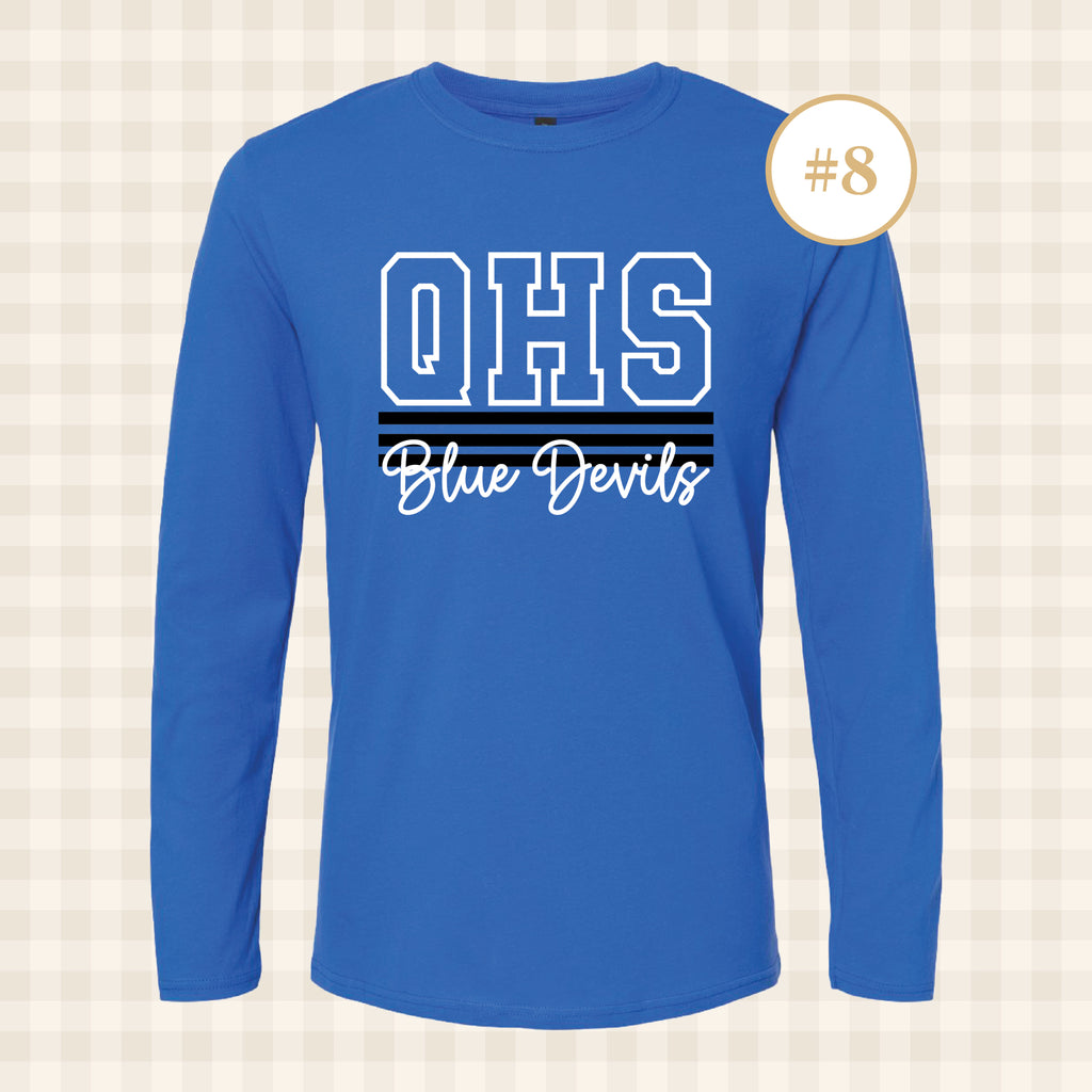 QHS Blue Devils | Adult Size Long Sleeve T-Shirts