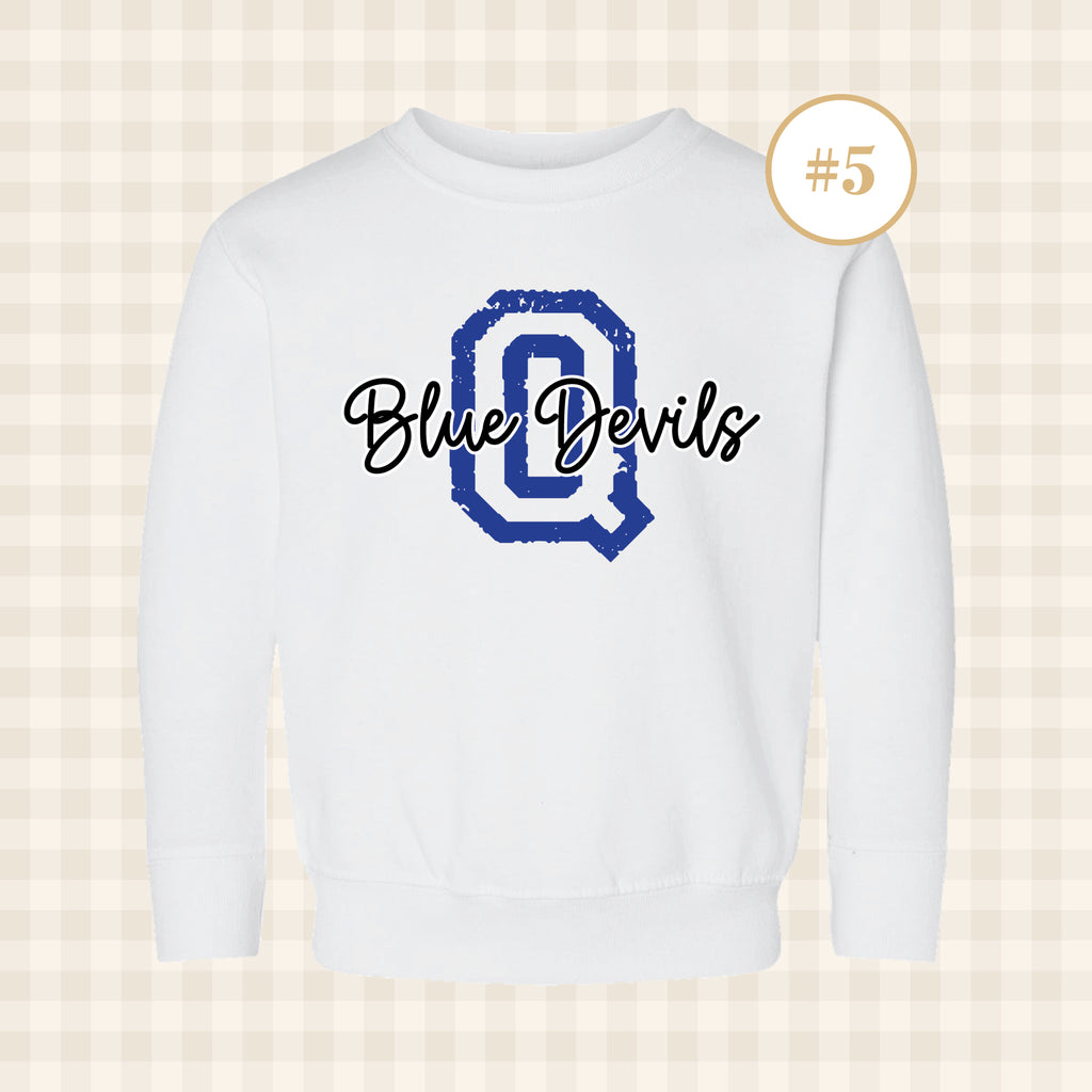 QHS Blue Devils | Toddler Size Crewneck Sweatshirts