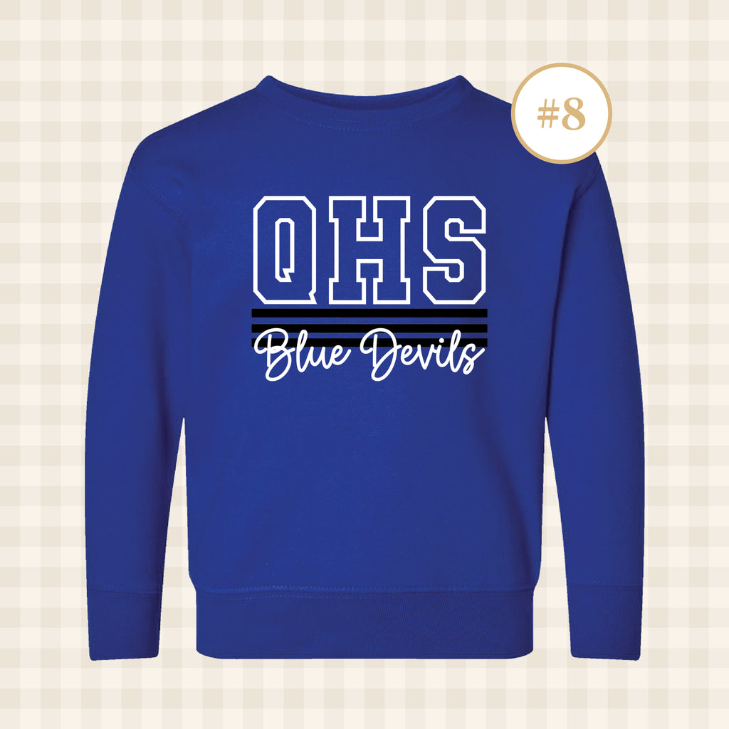 QHS Blue Devils | Toddler Size Crewneck Sweatshirts
