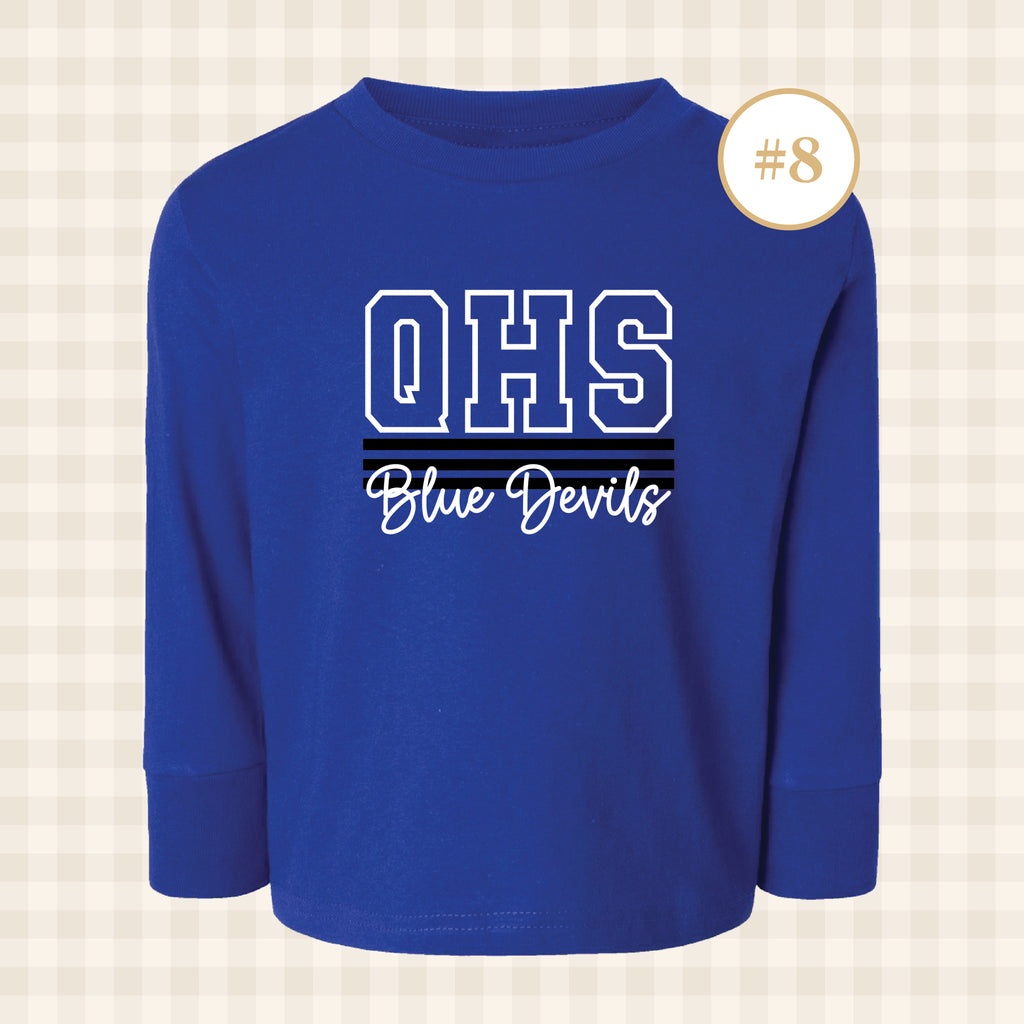 QHS Blue Devils | Toddler Size Long Sleeve T-Shirts