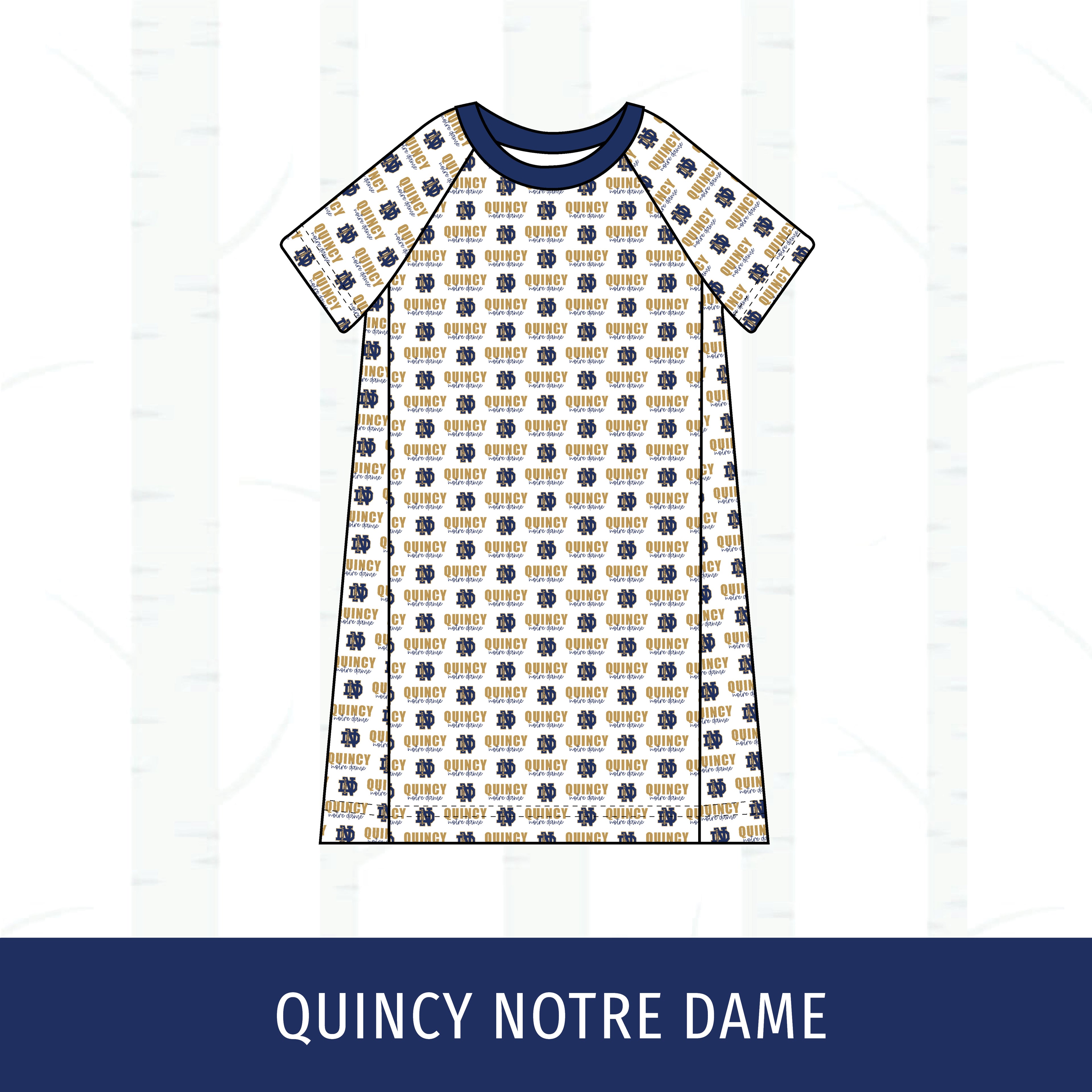 Quincy Notre Dame Short Sleeve Raglan Dress
