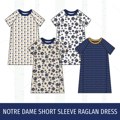 Quincy Notre Dame Short Sleeve Raglan Dress