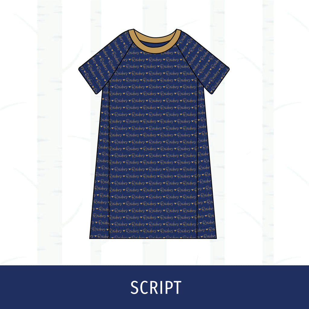 Quincy Notre Dame Short Sleeve Raglan Dress