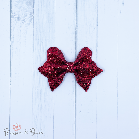 Red Glitter Magnolia Bow