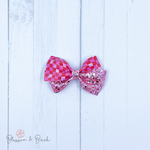 Retro Checkered Hearts Bow