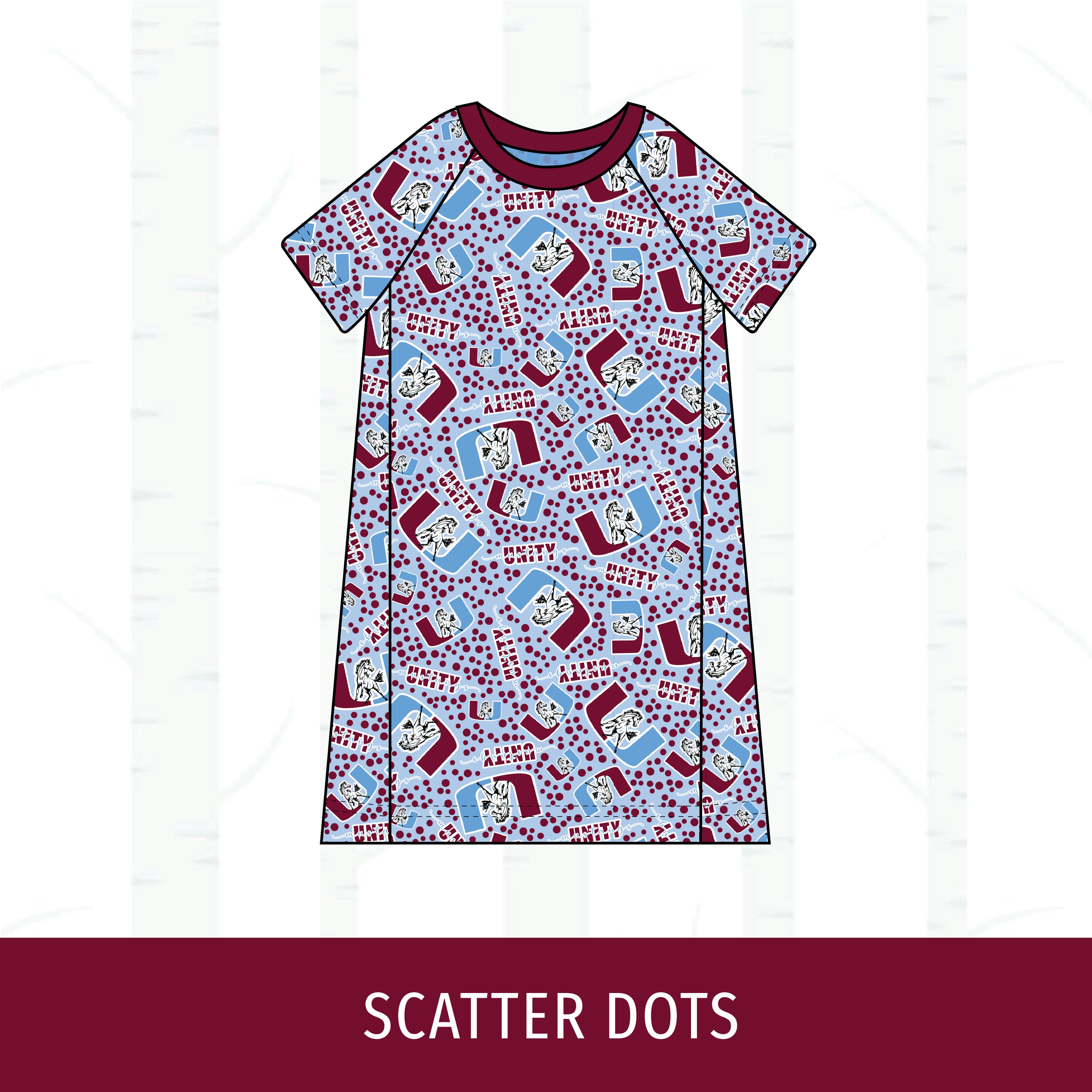 Unity Mustangs Short Sleeve Raglan Dress
